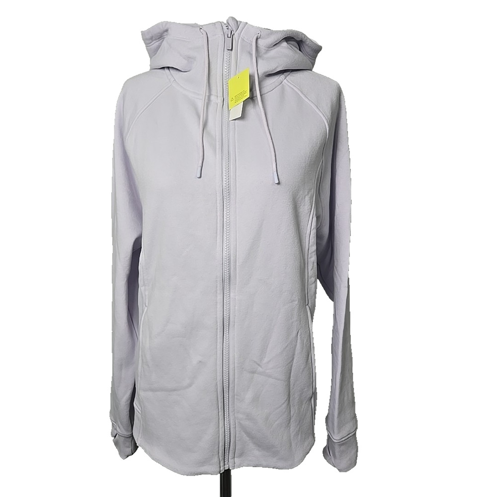 All In Motion Lilac Full Zip Hoodie Jacket Women's Large NEW Thumbholes Pockets‎